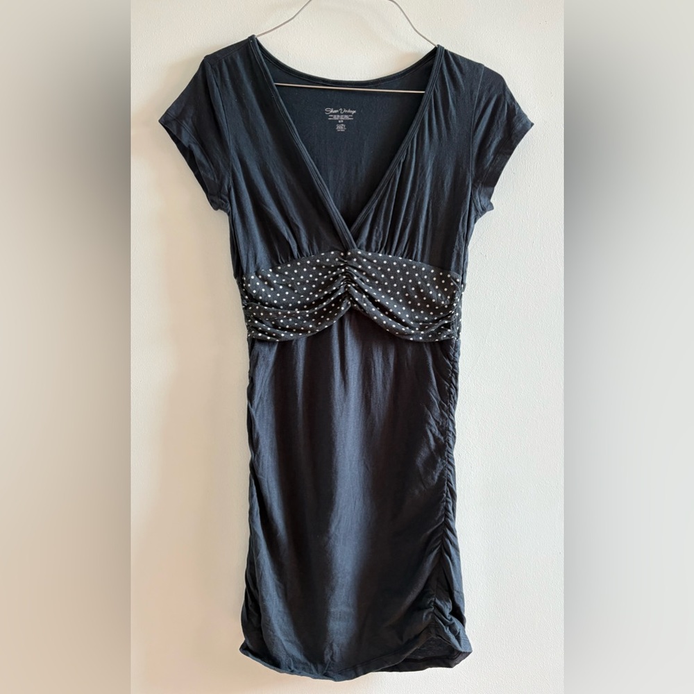 Suzy Shier Black Dress with Polkadot Detail